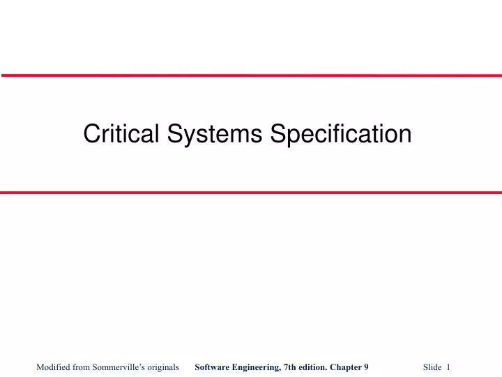 critical systems specification