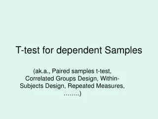 T-test for dependent Samples