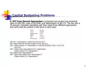 Capital Budgeting Problems