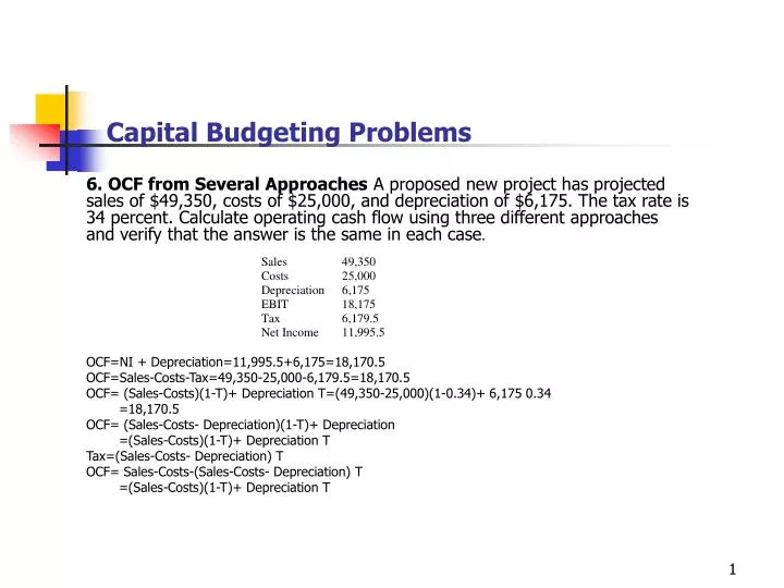 capital budgeting problems