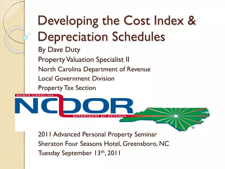 developing the cost index depreciation schedules