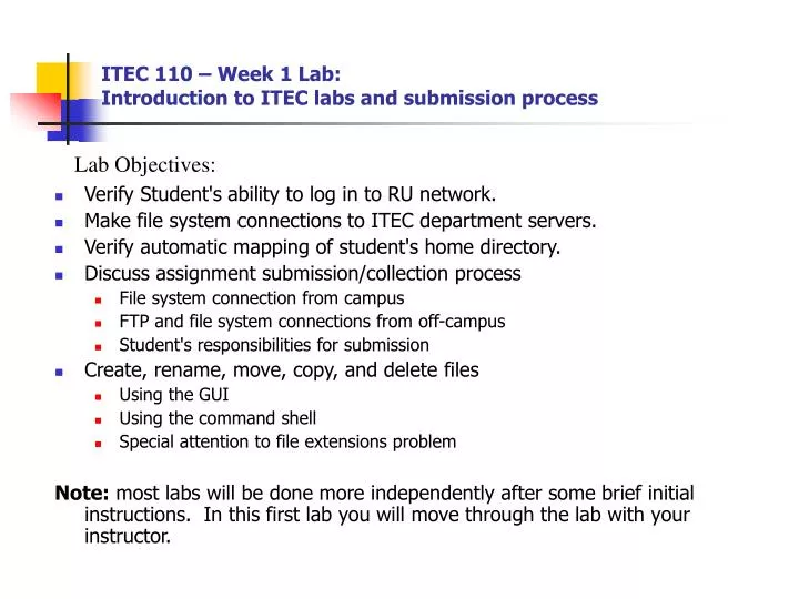 itec 110 week 1 lab introduction to itec labs and submission process