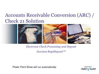 Electronic Check Processing and Deposit Inovium RapiDeposit™
