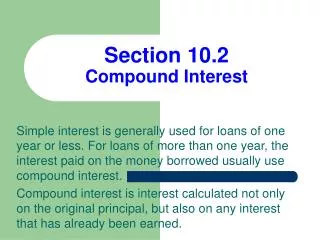 Section 10.2 Compound Interest