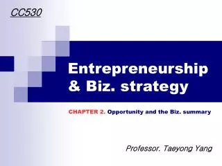 Entrepreneurship &amp; Biz. strategy