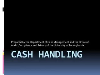 Cash handling