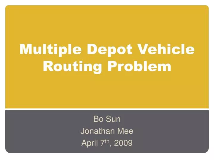 multiple depot vehicle routing problem