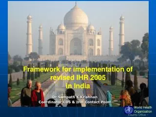 Framework for implementation of revised IHR 2005 in India