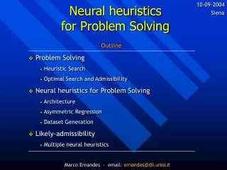 Neural heuristics for Problem Solving