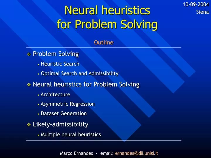 neural heuristics for problem solving