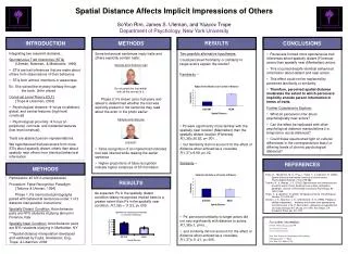 Spatial Distance Affects Implicit Impressions of Others SoYon Rim, James S. Uleman, and Yaacov Trope Department of Psych