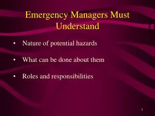 Emergency Managers Must Understand