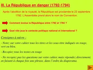 III. La République en danger (1792-1794)