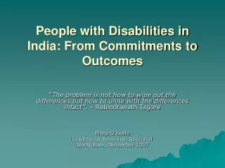 People with Disabilities in India: From Commitments to Outcomes