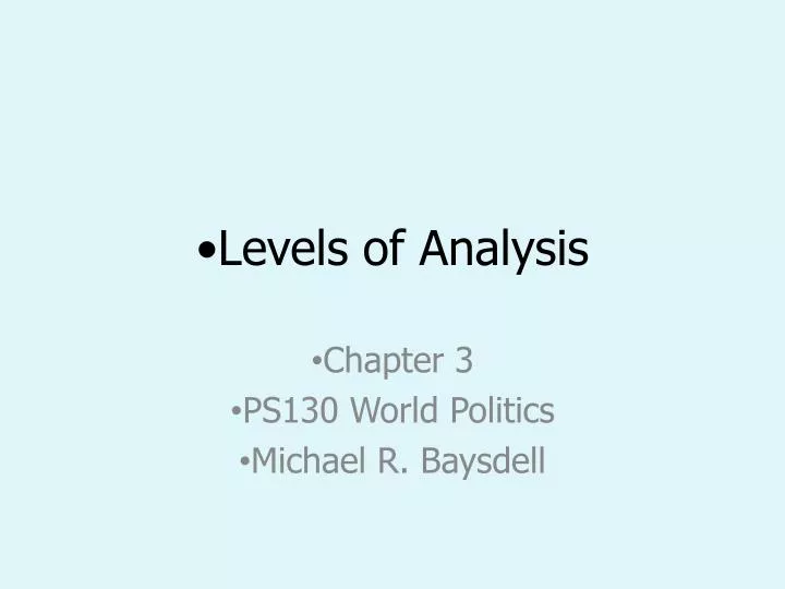 levels of analysis