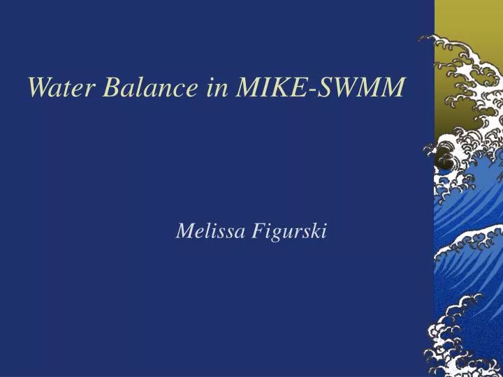 water balance in mike swmm