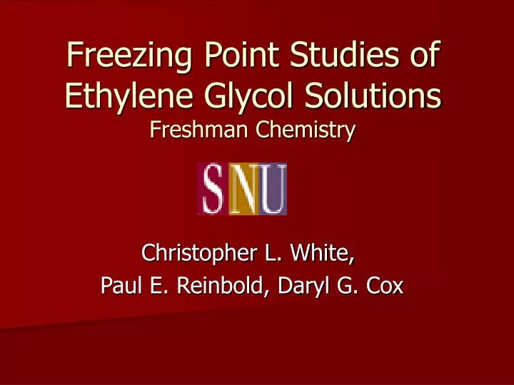freezing point studies of ethylene glycol solutions freshman chemistry