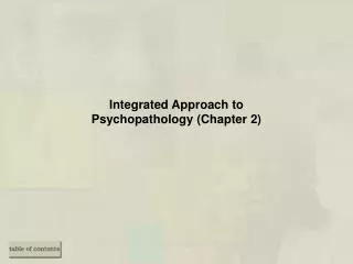 Integrated Approach to Psychopathology (Chapter 2)