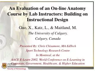 An Evaluation of an On-line Anatomy Course by Lab Instructors: Building on Instructional Design