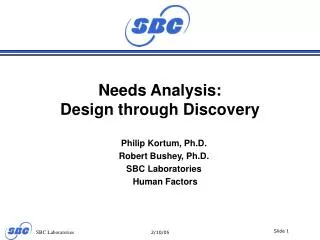 Needs Analysis: Design through Discovery