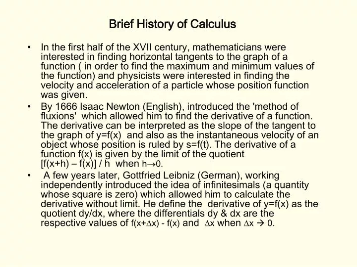 brief history of calculus