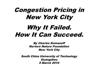 Congestion Pricing in New York City