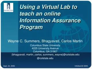 Using a Virtual Lab to teach an online Information Assurance Program