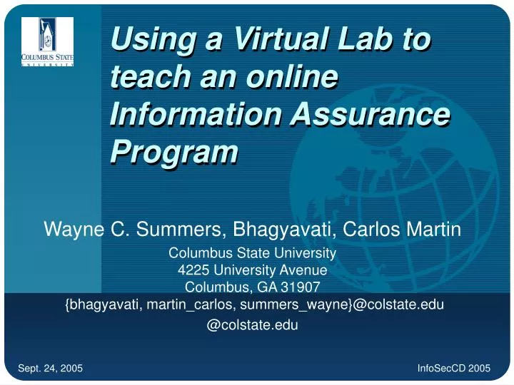 using a virtual lab to teach an online information assurance program