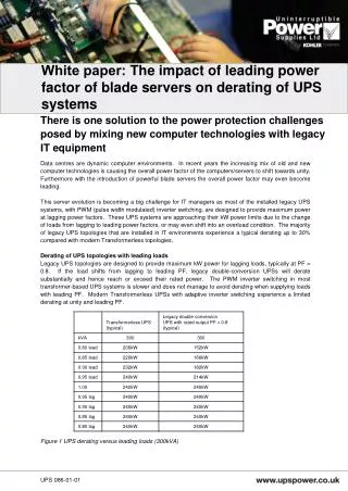 White paper: The impact of leading power factor of blade servers on derating of UPS systems