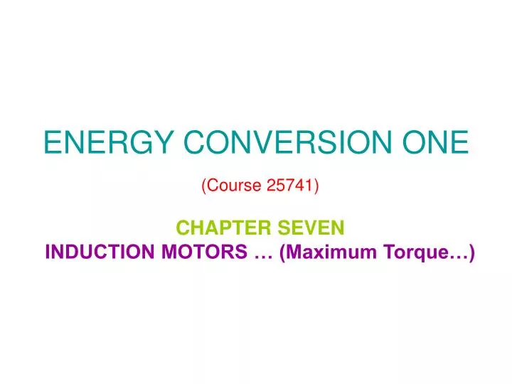 energy conversion one course 25741