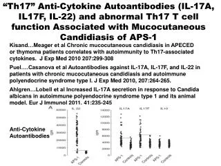 “Th17” Anti-Cytokine Autoantibodies (IL-17A, IL17F, IL-22) and abnormal Th17 T cell function Associated with Mucocutaneo