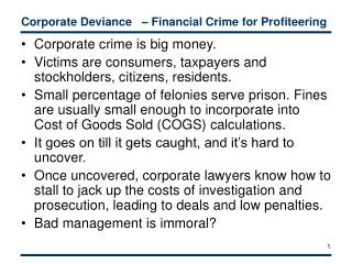 Corporate Deviance – Financial Crime for Profiteering