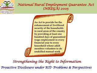 National Rural Employment Guarantee Act (NREGA) 2005