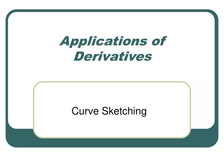 applications of derivatives