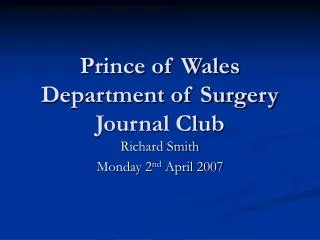 Prince of Wales Department of Surgery Journal Club
