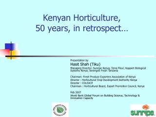 Kenyan Horticulture, 50 years, in retrospect…