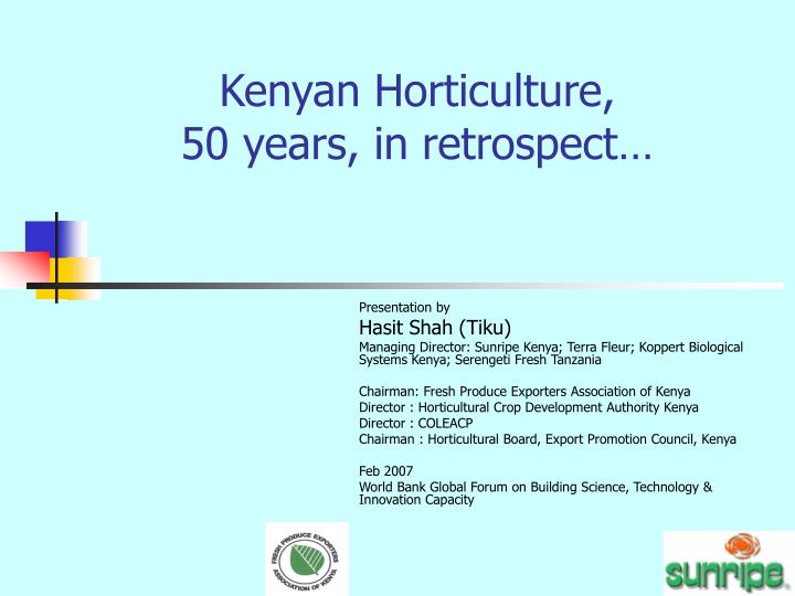 kenyan horticulture 50 years in retrospect