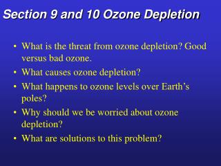 Section 9 and 10 Ozone Depletion
