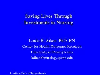 Saving Lives Through Investments in Nursing