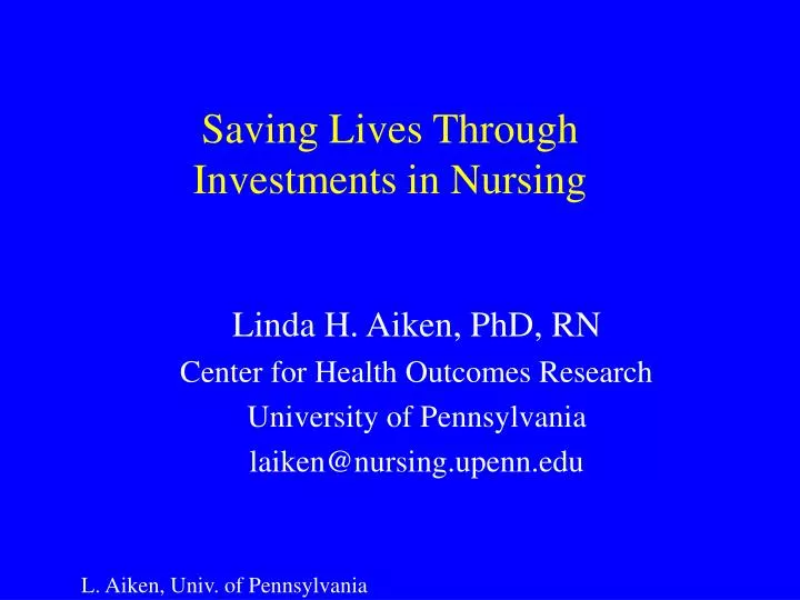 saving lives through investments in nursing