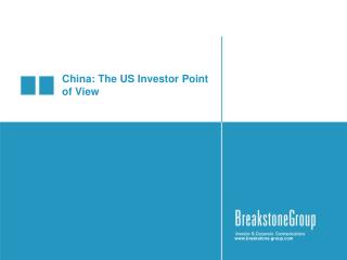 China: The US Investor Point of View
