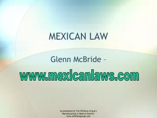 Mexican Law at The Offshore Group's Manufacturing Summit