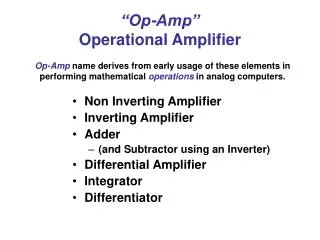“Op-Amp” Operational Amplifier