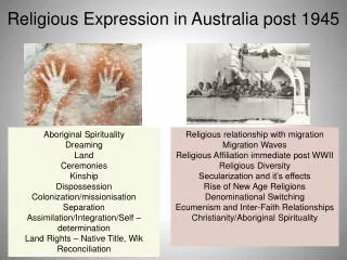 Religious Expression in Australia post 1945