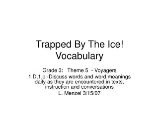 Trapped By The Ice! Vocabulary