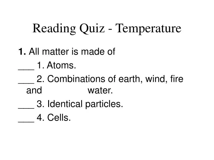 reading quiz temperature