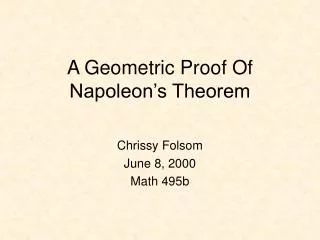 A Geometric Proof Of Napoleon’s Theorem