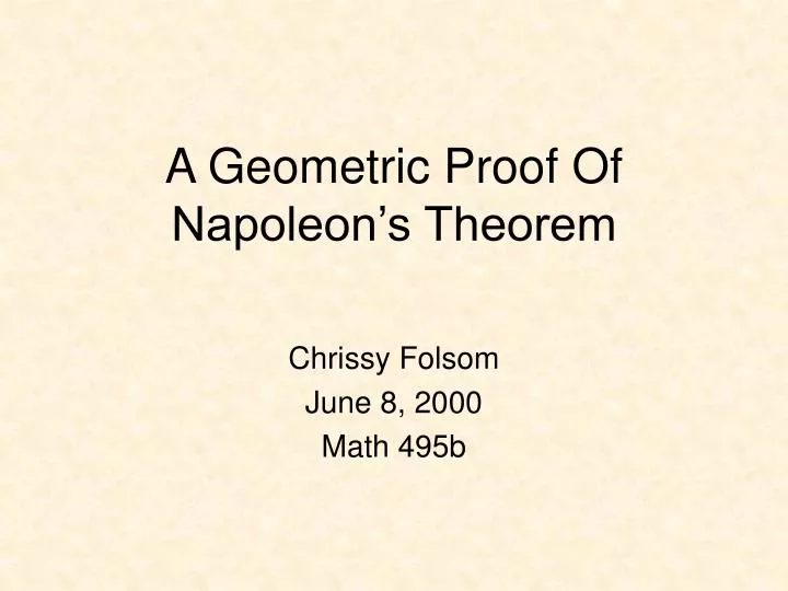 a geometric proof of napoleon s theorem