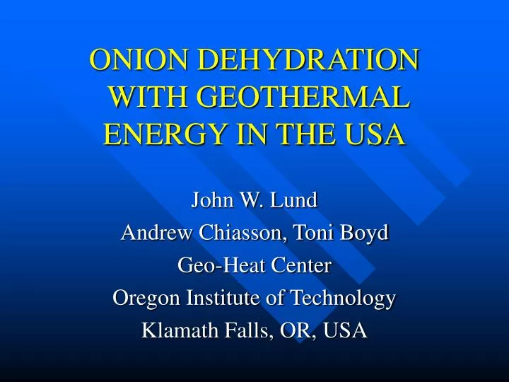 onion dehydration with geothermal energy in the usa