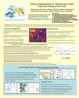 Pathways Bioinformatics &amp; Biomolecular Center at the City College of New York